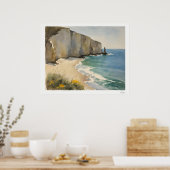 Kustkliffen en Zandstrand Poster (Keuken)