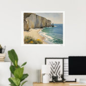 Kustkliffen en Zandstrand Poster (Thuiskantoor)