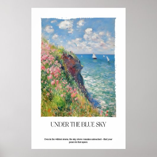 Kustkliffen Impressionistisch Zeegezicht Zeilkunst Poster (Voorkant)
