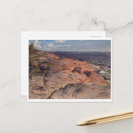 Kustkliffen in Villinki, Helmi Biese Briefkaart (Voorkant / Achterkant in situ)