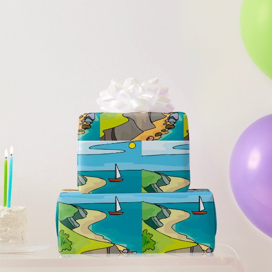 Kustklifstrand Zeilboot Cadeaupapier