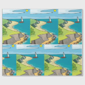 Kustklifstrand Zeilboot Cadeaupapier (Vlak)