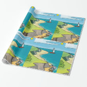 Kustklifstrand Zeilboot Cadeaupapier (Uitgerold)