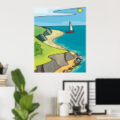 Kustklifstrand zeilboot poster (Thuiskantoor)