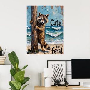 Kustklimmer: wasbeer bij het Zee Poster