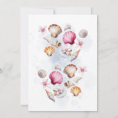 Kustkoeienmeisje Baby shower Party Flowers Shells Kaart (Achterkant)