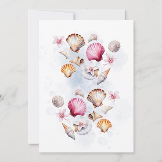 Kustkoeienmeisje Baby shower Party Flowers Shells Kaart (Achterkant)