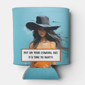 Kustkoeienmeisje esthetische 30e verjaardagsfeestj blikjeskoeler (Achterkant)