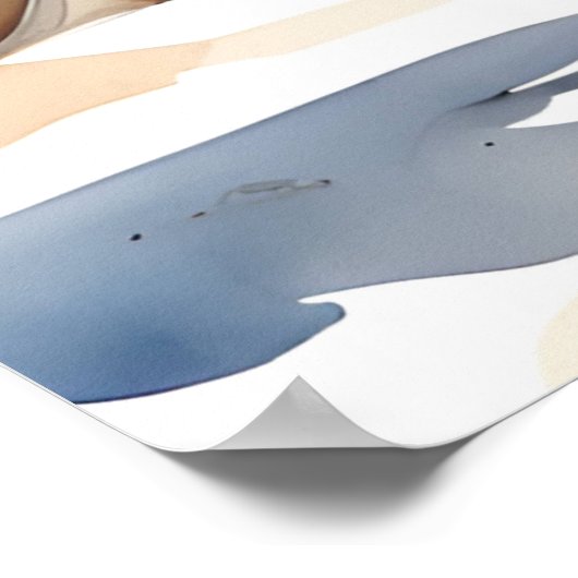 Kustkoeienmeisjes blauw & wit Waterverf Poster (Hoek)