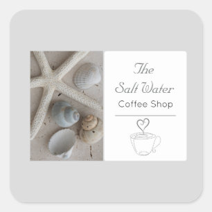 Kustkoffiezaak Bedrijfsbranding Vierkante Sticker