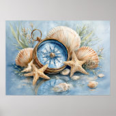 Kustkompas Zeester Print | Muurposter (Voorkant)