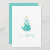 Kustkoraal en -Zee Feestdagenkaart (Voorkant / Achterkant)