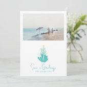 Kustkoraal en -Zee Feestdagenkaart (Staand voorkant)