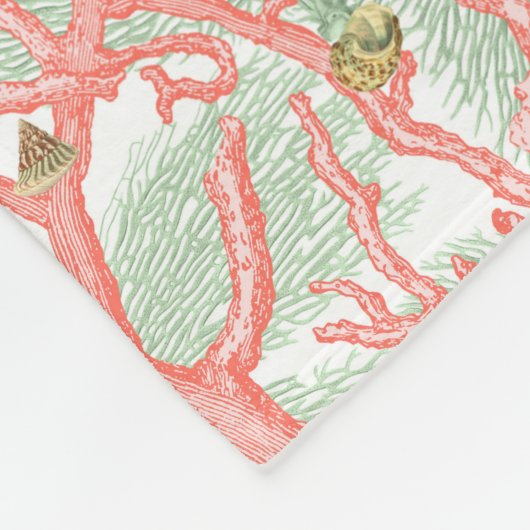 Kustkoraal en zeeschelpen  Oceaan Fleece Deken (Hoek)