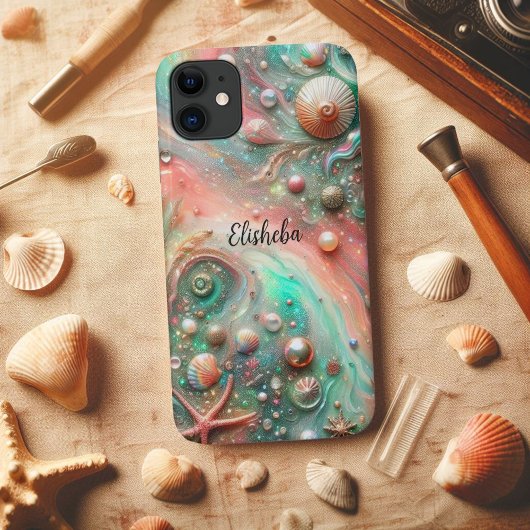 Kustkoraal Mint Schelpen en Parels Case-Mate iPhone Case