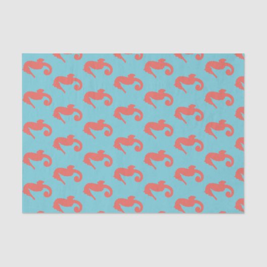 Kustkoraal roze zeepaardjes en blauw tissuepapier (Voorkant)