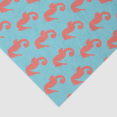 Kustkoraal roze zeepaardjes en blauw tissuepapier (Detail)