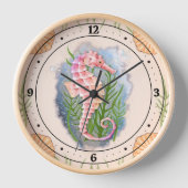 Kustkoraal Seahorse Wandklok (Voorkant)