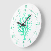 Kustkoraal Zee Glass Green Coral & Roman Numeriek Grote Klok (Hoek)