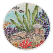 Kustkoraal Zee onderwater Keramische Knop (Voorkant)