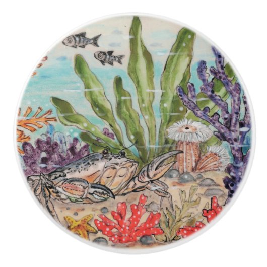 Kustkoraal Zee onderwater Keramische Knop (Voorkant)