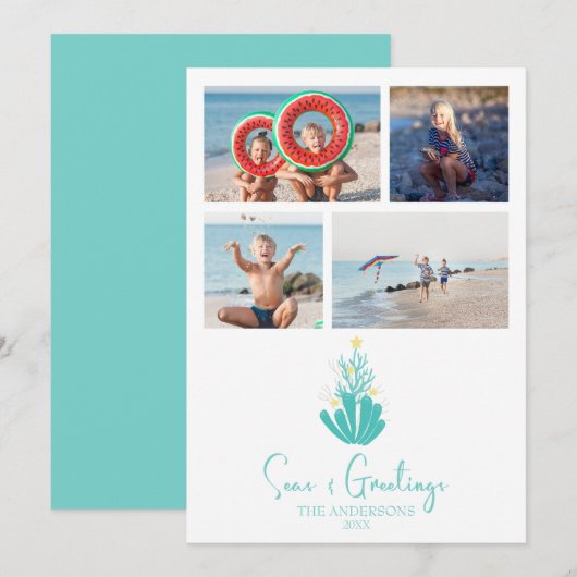 Kustkoraalboom en -Zeeen Feestdagenkaart (Voorkant / Achterkant)