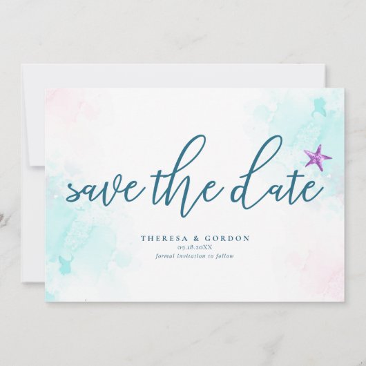 Kustkoraalrif foto Save the Date Kaart (Achterkant)