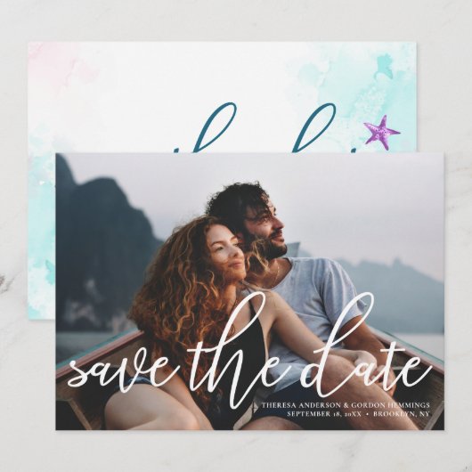 Kustkoraalrif foto Save the Date Kaart (Voorkant / Achterkant)