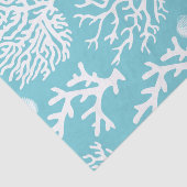 Kustkoralen en zeeschelpen blauw tissuepapier (Detail)