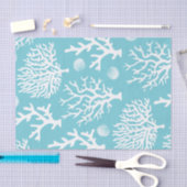 Kustkoralen en zeeschelpen blauw tissuepapier (Craft)