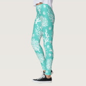 Kustkoralen en -zeeschelpen, wit Zee Leggings (Links)