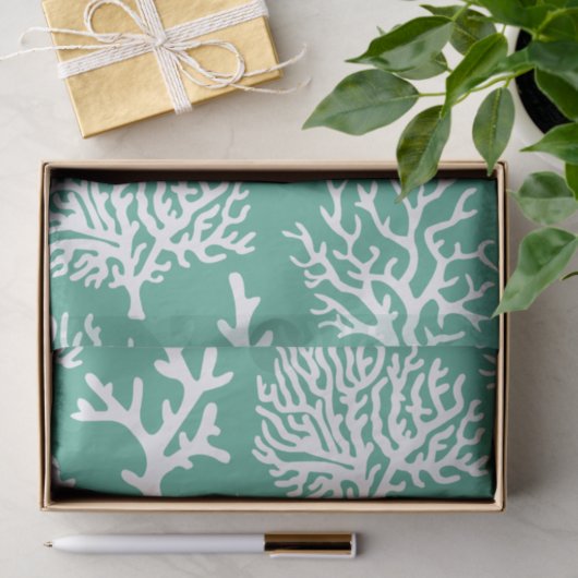 Kustkoralen en zeeschildpadden Groen Tissuepapier (Geschenk)