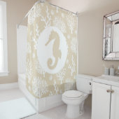 Kustkoralen, witte Zee en zeepaardje Douchegordijn (In situ)