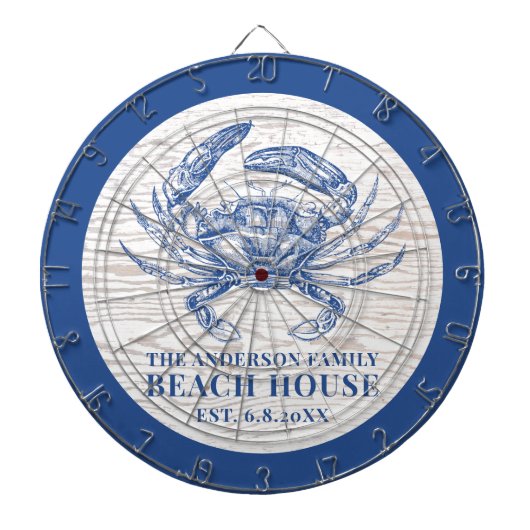 Kustkrab Beach House Rustige Hood Familienaam Dartbord (Voorkant)