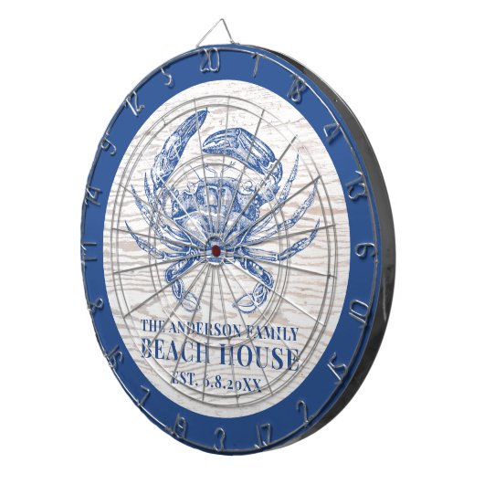 Kustkrab Beach House Rustige Hood Familienaam Dartbord (Voorkant Rechts)