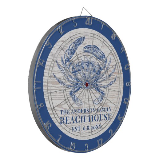 Kustkrab Beach House Rustige Hood Familienaam Dartbord (Voorkant Links)