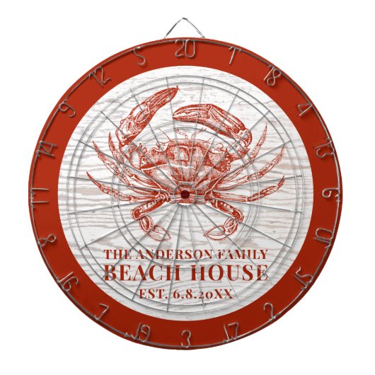 Kustkrab Beach House Rustige Hood Familienaam Dartbord (Voorkant)