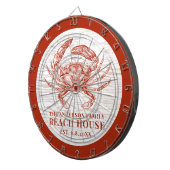 Kustkrab Beach House Rustige Hood Familienaam Dartbord (Voorkant Rechts)