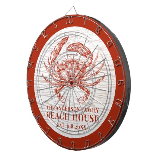 Kustkrab Beach House Rustige Hood Familienaam Dartbord (Voorkant Rechts)