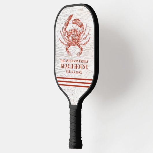 Kustkrab Beach House Rustige Hood Familienaam Pickleball Paddle (Links)