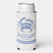 Kustkrab Beach House Rustige Hood Familienaam Seltzer Blikjeskoeler (Seltzer Voorkant)