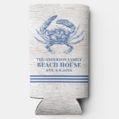 Kustkrab Beach House Rustige Hood Familienaam Seltzer Blikjeskoeler (Achterkant)