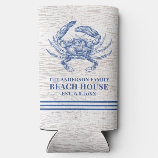 Kustkrab Beach House Rustige Hood Familienaam Seltzer Blikjeskoeler (Achterkant)