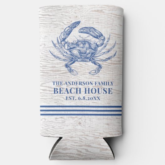 Kustkrab Beach House Rustige Hood Familienaam Seltzer Blikjeskoeler (Voorkant)