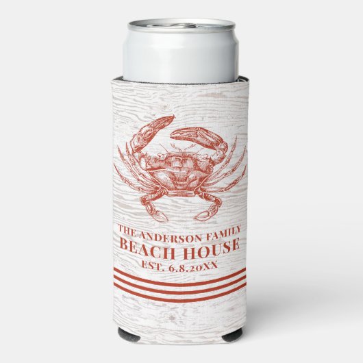 Kustkrab Beach House Rustige Hood Familienaam Seltzer Blikjeskoeler (Seltzer Achterkant)