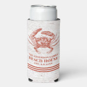 Kustkrab Beach House Rustige Hood Familienaam Seltzer Blikjeskoeler (Seltzer Voorkant)