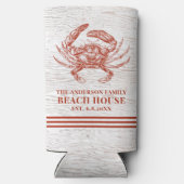 Kustkrab Beach House Rustige Hood Familienaam Seltzer Blikjeskoeler (Achterkant)