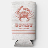 Kustkrab Beach House Rustige Hood Familienaam Seltzer Blikjeskoeler (Voorkant)