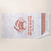 Kustkrab Beach House Rustige Hood Familienaam Strandlaken (Voorkant)