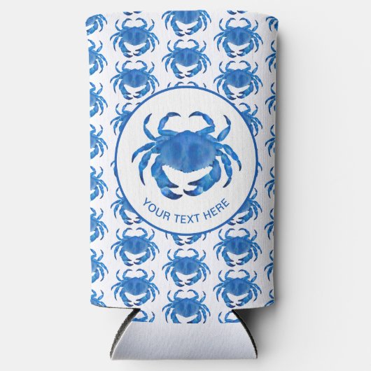 Kustkrab blauw seltzer blikjeskoeler (Voorkant)